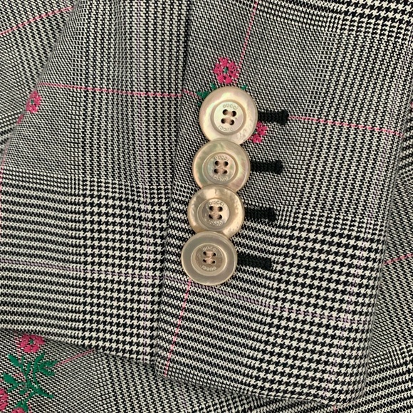 Gucci Wool Checked Floral Jacket Blazer Prince of Wales - Picture 9 of 11